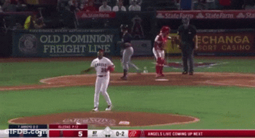 Baseball Game In Front Of Old Dominion Freight Line Ad GIF