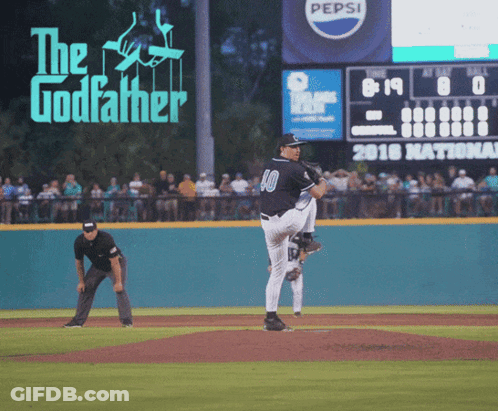 Baseball Game In Front Of Pepsi Sign GIF