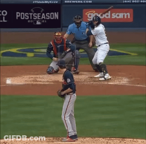 Baseball Game In Front Of Postseason Banner GIF
