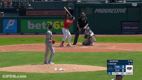 Baseball Game In Front Of Progressive Sign GIF