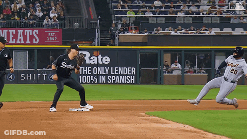 Baseball Game In Front Of Rate The Only Lender 100% Ad GIF