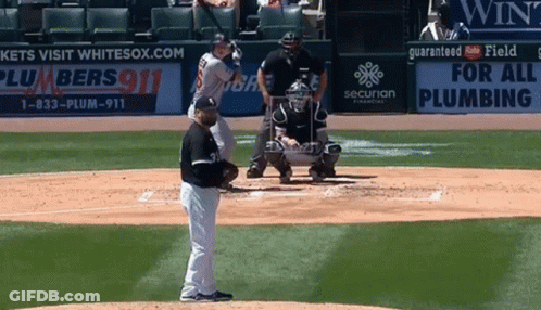 Baseball Game In Front Of Securian Financial Ad GIF