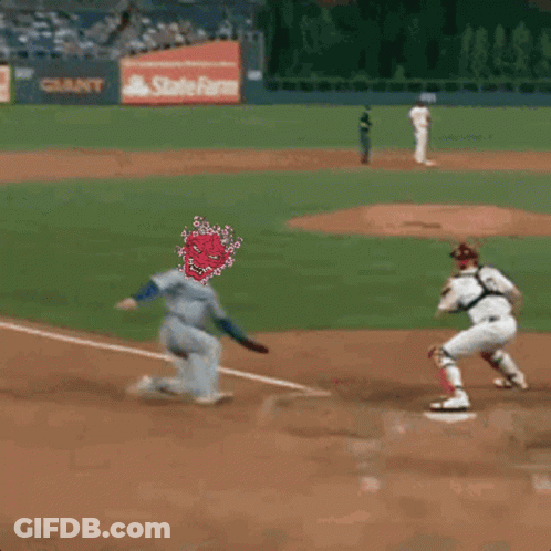 Baseball Game In Front Of State Farm Ad GIF