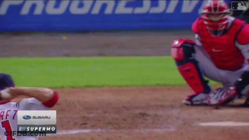 Baseball Game In Front Of Subaru Ad GIF