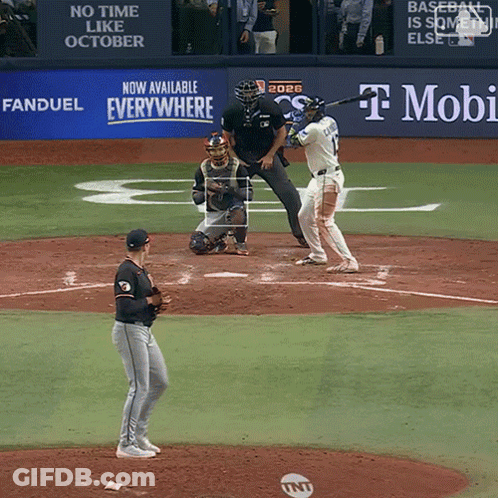 Baseball Game In Front Of T-Mobile Banner GIF
