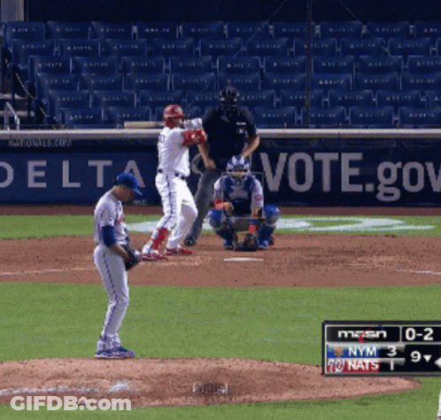 Baseball Game In Front Of Vote Banner GIF