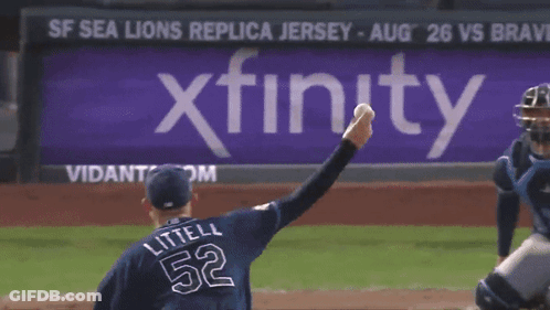 Baseball Game In Front Of Xfinity Banner GIF