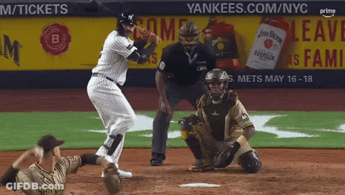 Baseball Game In Front Of Yankees.com/NYC Banner GIF