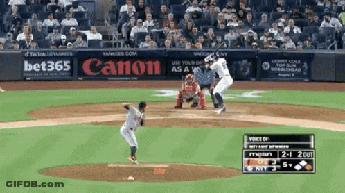Baseball Game In Stadium With Ads GIF