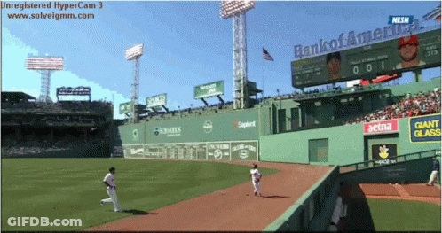 Baseball Game In Stadium With Bank Of America Billboard GIF