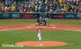 Baseball Game In Stadium With LG And Kayem Ads GIF