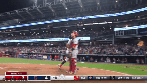 Baseball Game In Stadium With Scoreboard Saying Moore P 18 GIF