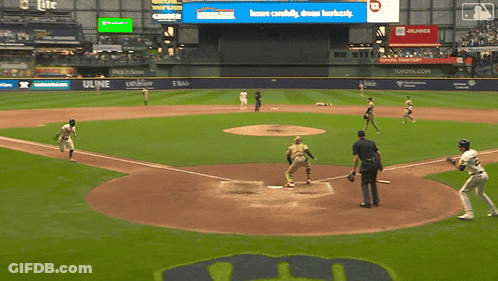 Baseball Game In Stadium With Toyota Ad GIF