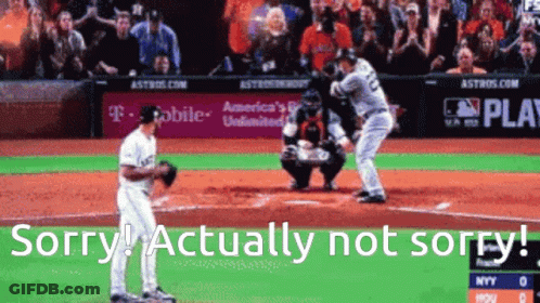 Baseball Game Saying Sorry Actually Not Sorry GIF