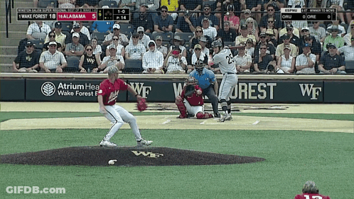 Baseball Game Wake Forest Vs Alabama In Front Of Crowd GIF