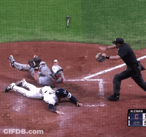 Baseball Game With Alemania Scoreboard GIF