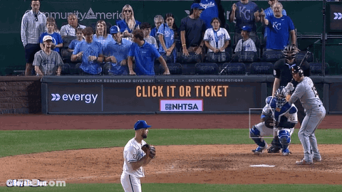 Baseball Game With Click It Or Ticket Sign GIF