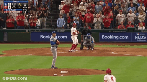 Baseball Game With Crowd And Booking.com Banner GIF