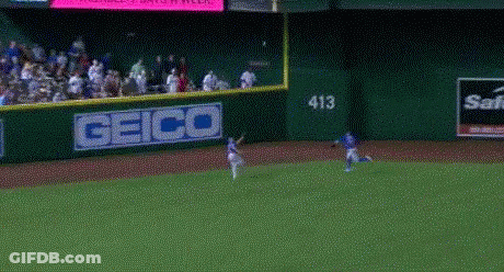 Baseball Game With Geico Sign In Outfield GIF