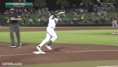 Baseball Game With Home Run Sign GIF