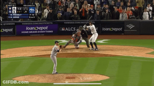Baseball Game With LoanDepot Ad In Outfield GIF