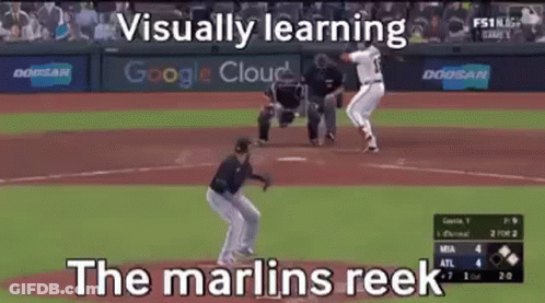 Baseball Game With Visually Learning Marlins Reek GIF