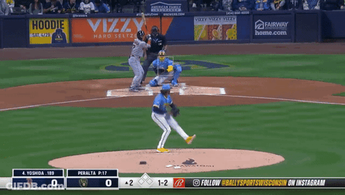 Baseball Game With Vizzy Hard Seltzer Ad GIF