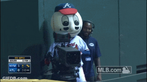 Baseball Mascot Behind Camera GIF