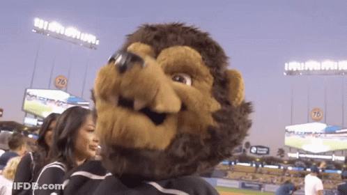 Baseball Mascot With 76 On Stadium GIF