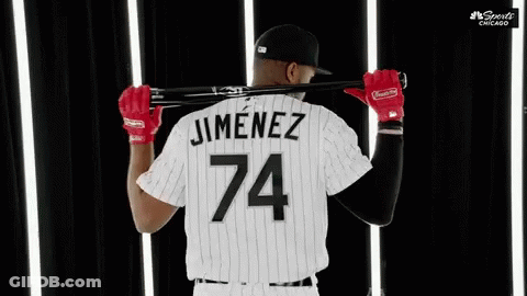 Baseball Player 74 Holding Bat Over Shoulder GIF