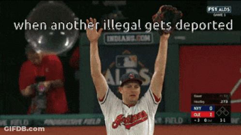 Baseball Player Arms Up When Another Illegal Gets Deported GIF