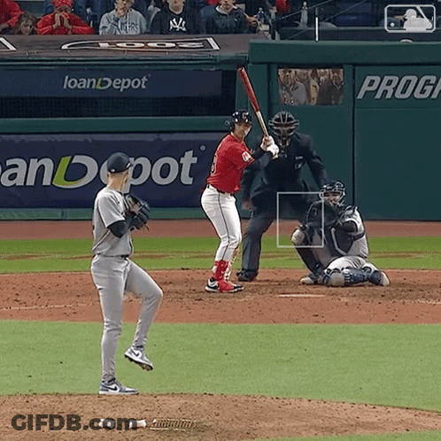 Baseball Player Batting In Front Of LoanDepot GIF