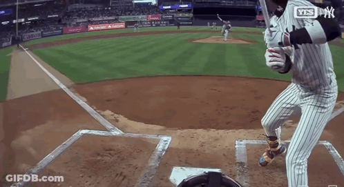 Baseball Player Batting With Yes NY Logo GIF