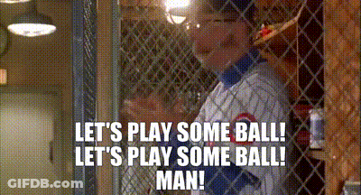 Baseball Player Behind Fence Says Let's Play Some Ball GIF