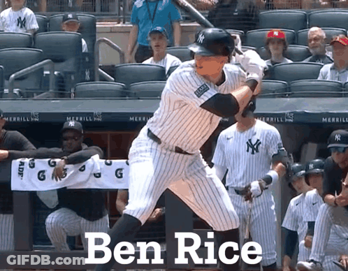 Baseball Player Ben Rice Swinging GIF