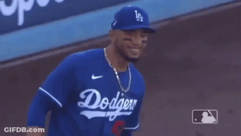 Baseball Player Blowing Kiss In Dodgers Jersey GIF