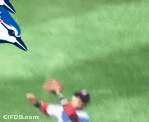 Baseball Player Catching Ball With Blue Jays Logo GIF