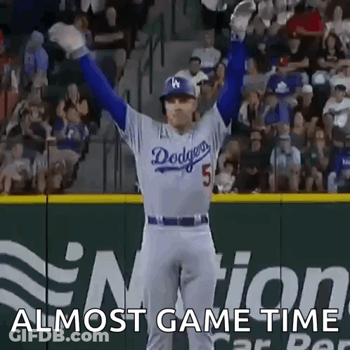 Baseball Player Celebrating Almost Game Time GIF