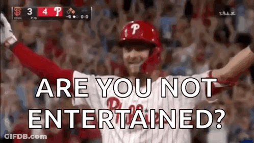 Baseball Player Celebrating Are You Not Entertained GIF