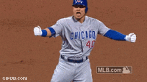 Baseball Player Celebrating Chicago 40 Jersey GIF