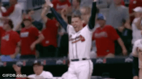 Baseball Player Celebrating Home Run In Front Of Fans GIF