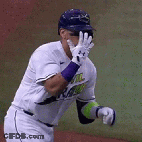 Baseball Player Covering Face Under Armour Shirt GIF