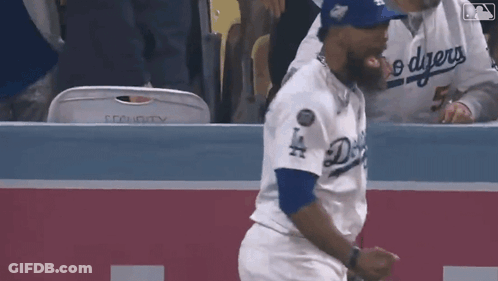 Baseball Player Dancing In Dodgers Jersey GIF