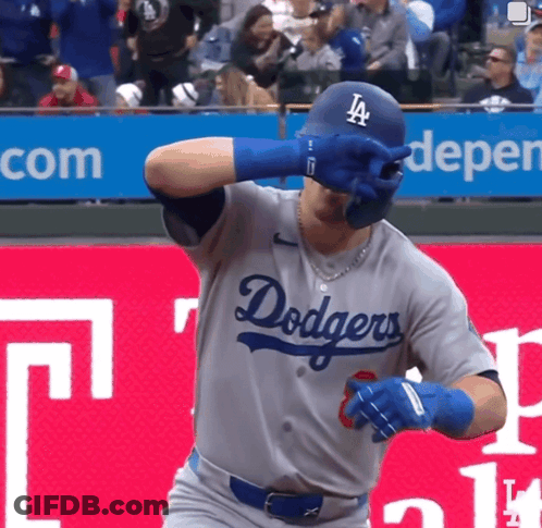 Baseball Player Dancing In Dodgers Uniform GIF