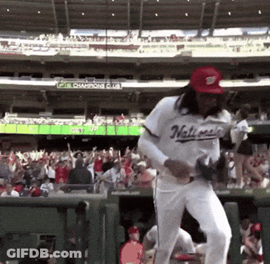 Baseball Player Dancing In Nationals Uniform GIF