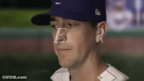 Baseball Player Face With Letter E GIF