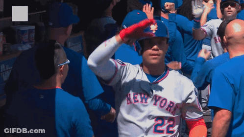 Baseball Player For New York Mets In Dugout GIF
