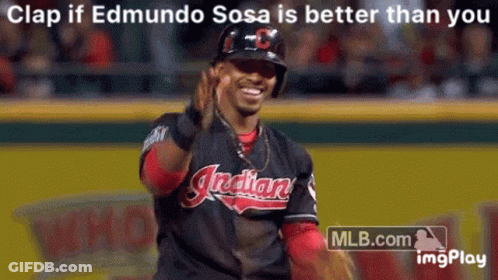 Baseball Player For The Indians Giving High Five GIF