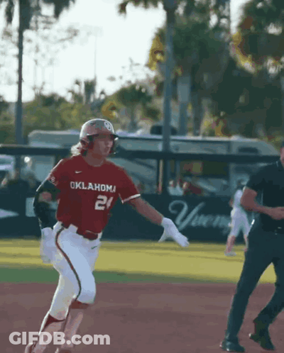 Baseball Player From Oklahoma Running Towards Base GIF