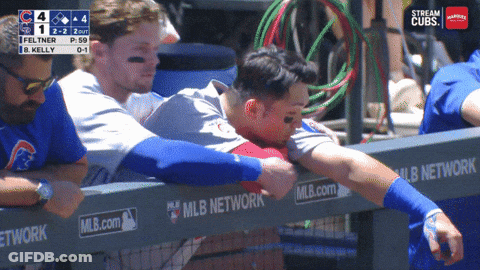 Baseball Player Helped By Teammate Behind Fence Saying MLB Network GIF